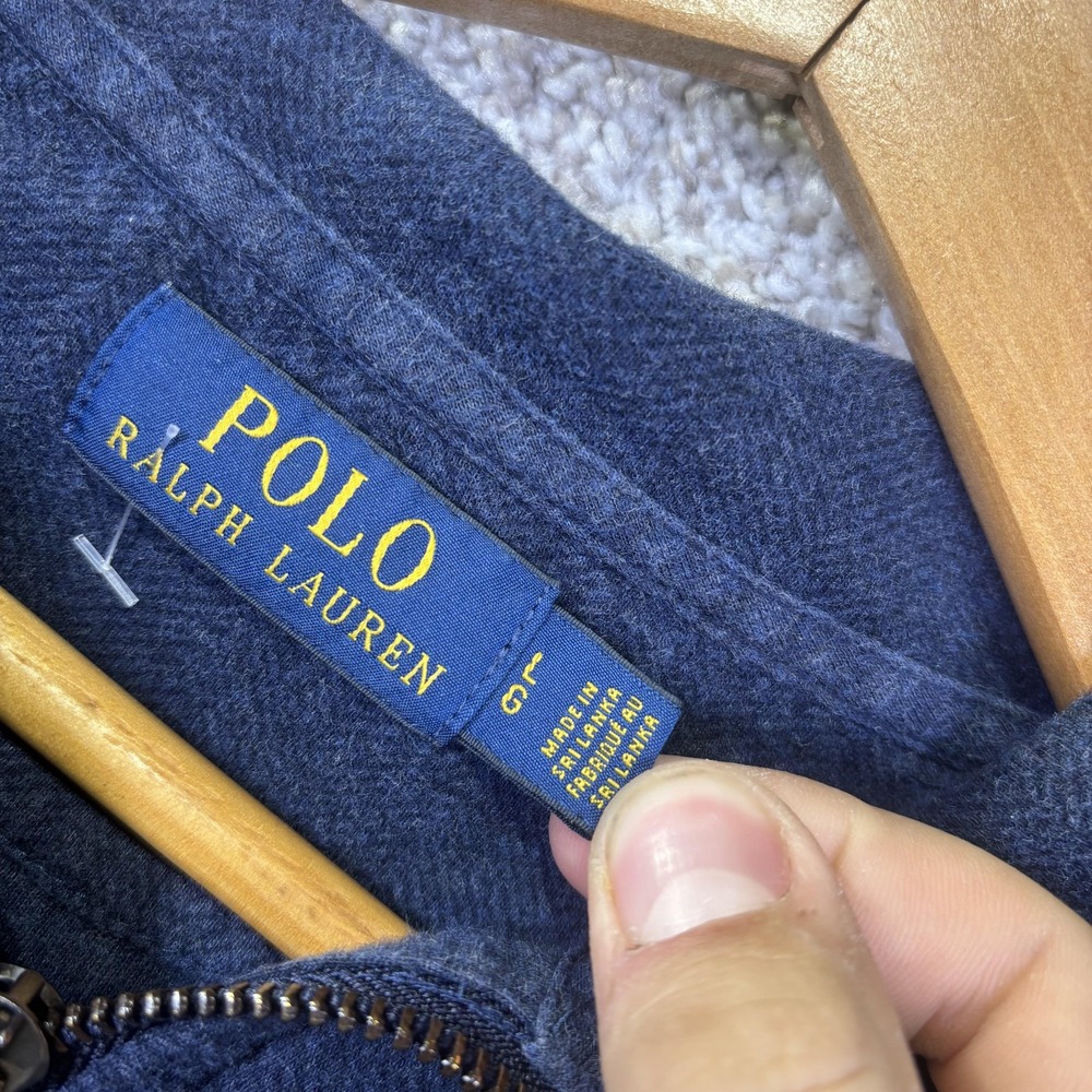 Polo Ralph Lauren Sweatshirt Mens Large Blue 1/4 Zip Fleece Pullover Mock Neck - Picture 4 of 8